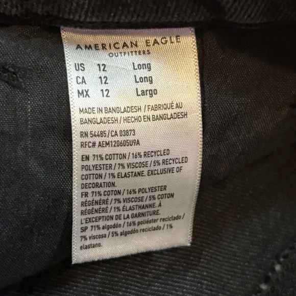 American Eagle Outfitters Womens Jeans Black Gray Size 12 Long Curvy Mom Jean - Picture 8 of 9